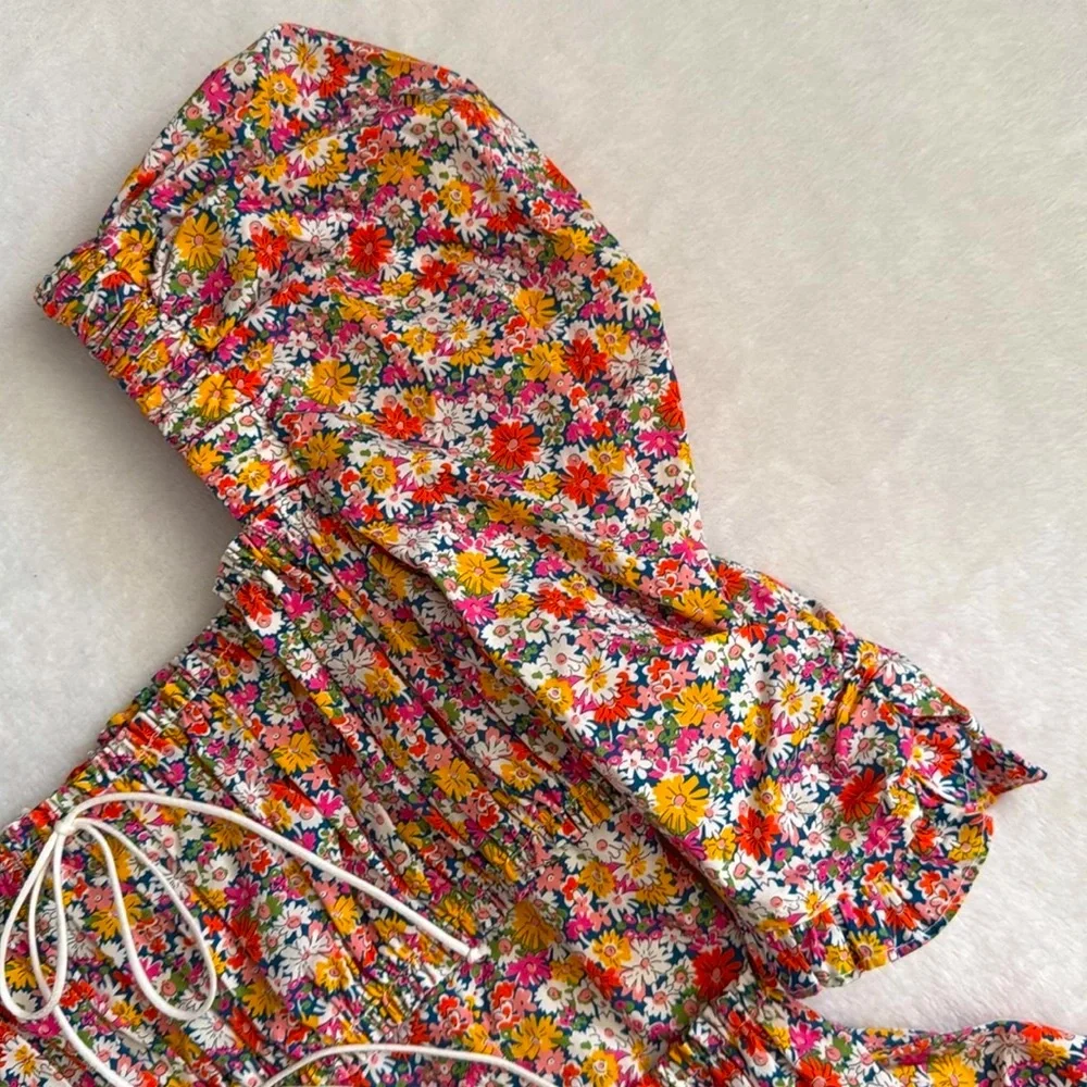 {NWT} For Love & Lemons | Libby Floral Babydoll Puff Sleeve Mini Dress (XXS/0) - Picture 6 of 16